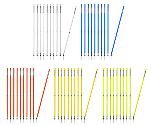 Slalomstange FLEX 160 cm (Ø 32 mm, 5 Farben) 2-teilig - 10er Set