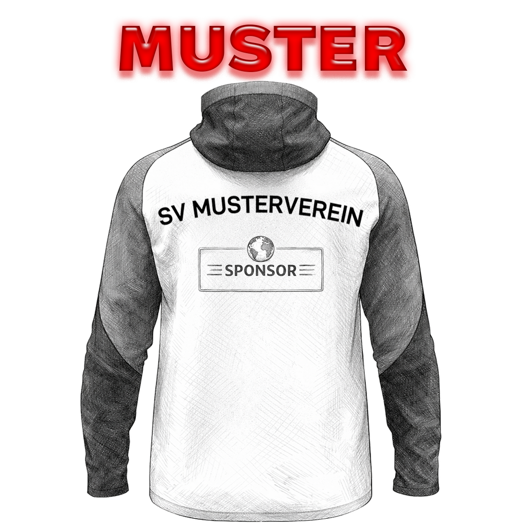 JAKO Freizeitjacke Challenge mit Kapuze - schwarz meliert/weiß (501)