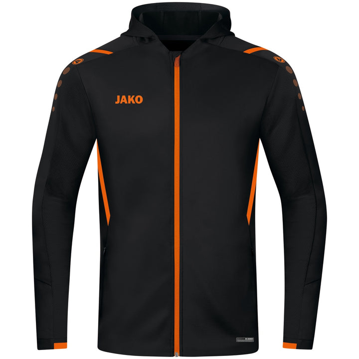 JAKO Kapuzenjacke Challenge - schwarz/neonorange (807)