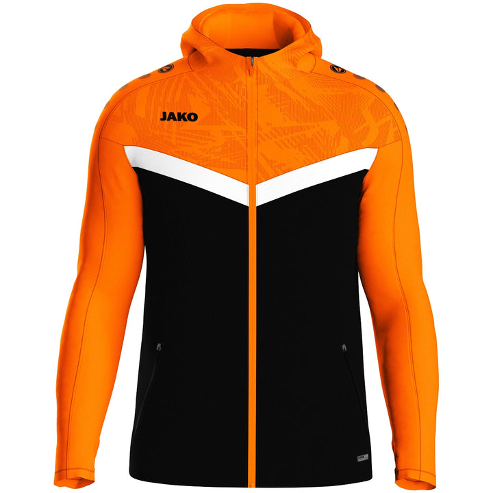 JAKO Kapuzenjacke Iconic - schwarz/neonorange (807)