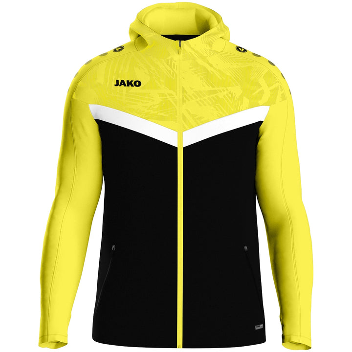 JAKO Kapuzenjacke Iconic - schwarz/soft yellow (808)
