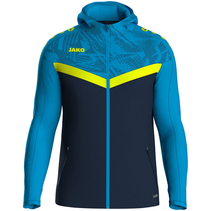 JAKO Kapuzenjacke Iconic - marine/JAKO blau/neongelb (914)