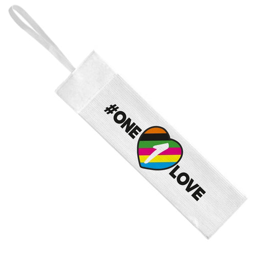 Kapitänsbinde mit Klett (Junior/Senior) Weiß - Aufdruck: ONE LOVE