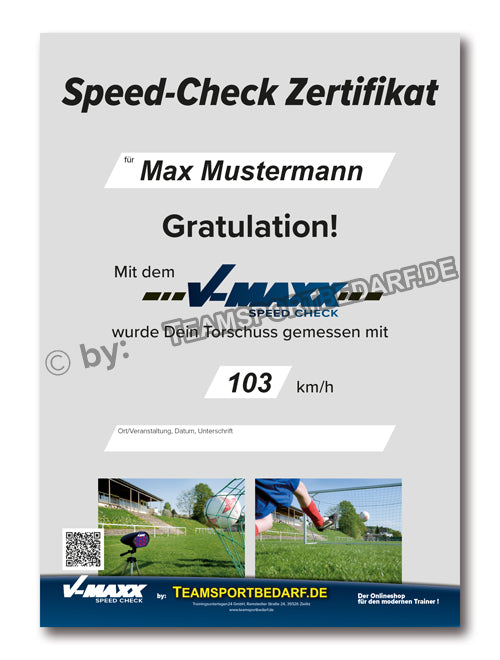 Speed-Check Zertifikat (V-MAXX) - 10er Set