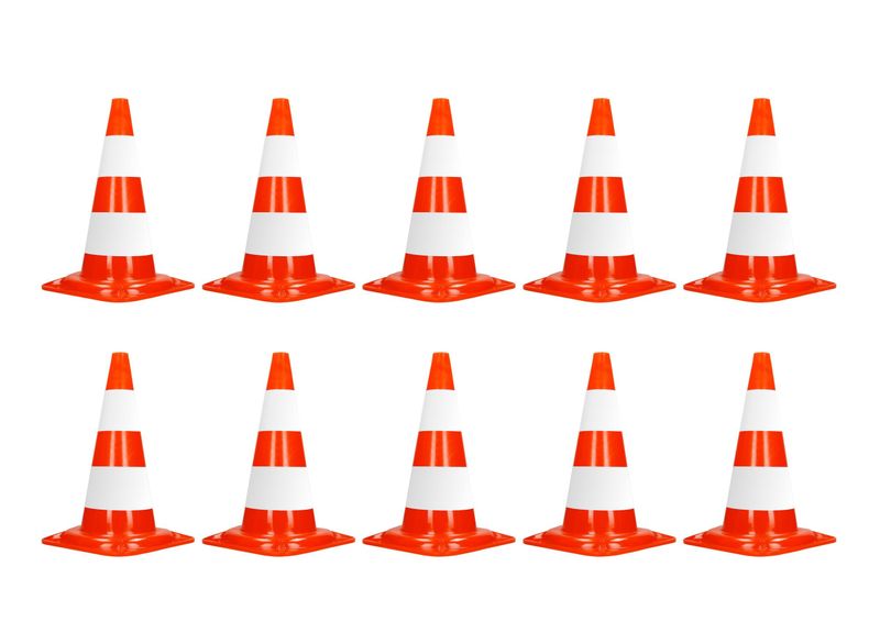 10er Set Verkehrskegel (Warnkegel) - Höhe: 52 cm