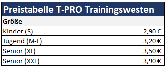T-PRO Trainingsweste - 6 Farben